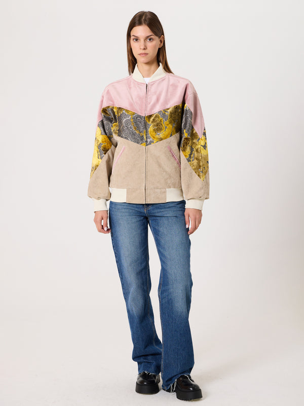 Bomber Soft Pink & Cream Vintage Jacket XXS