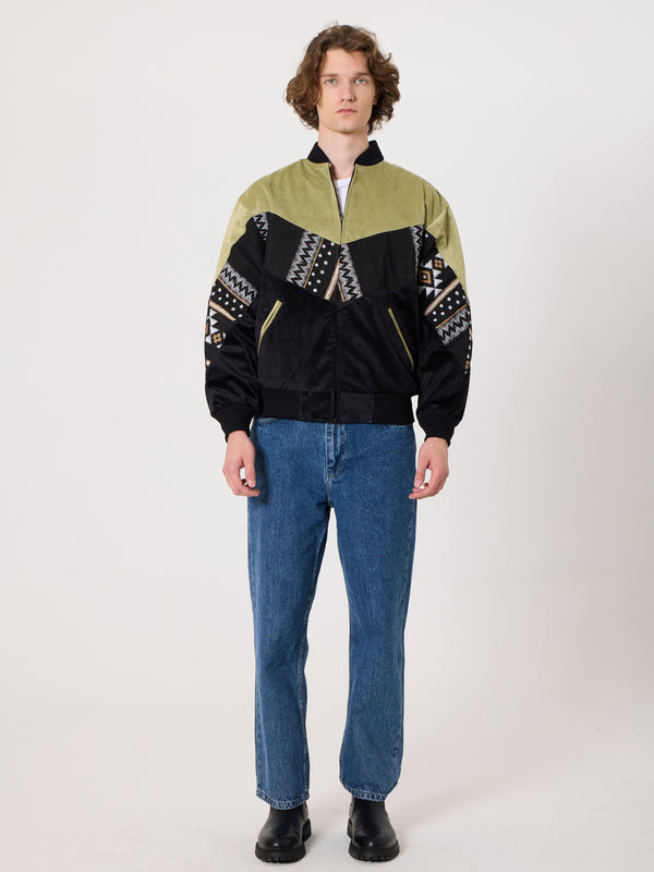 Bomber Light Green & Black Vintage Jacket M