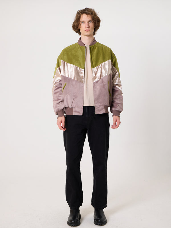 Bomber Oil Green & Lilac Vintage Jacket L