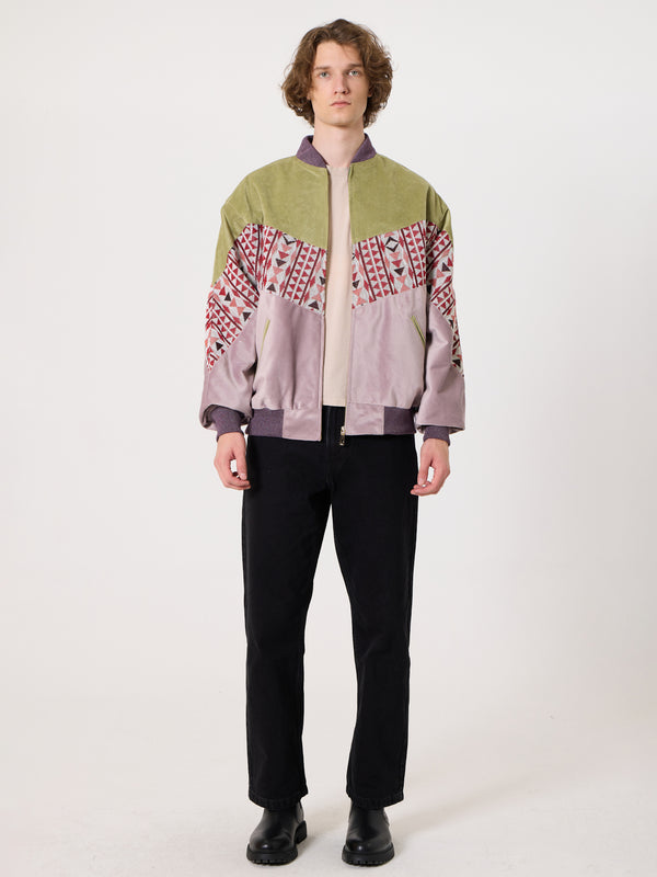 Bomber Light Green & Lilac Vintage Jacket L