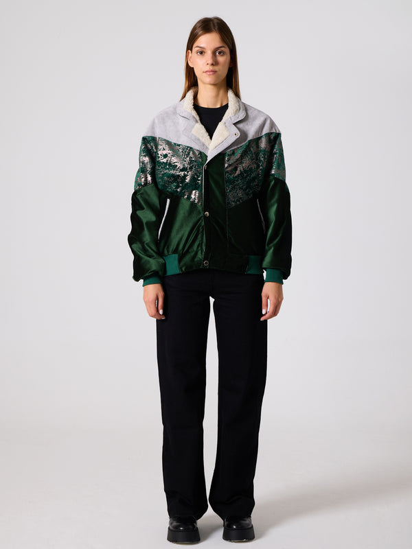 Inca Light Grey & Emerald Vintage Jacket L