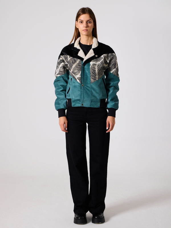 Inca Black & Cyan Vintage Jacket XS