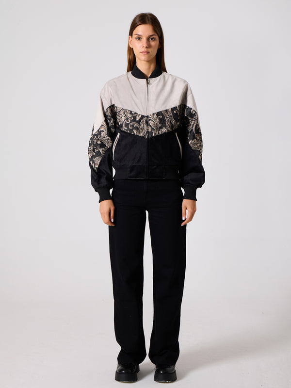 Bomber White & Black Vintage Jacket XS