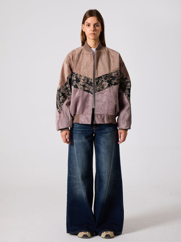 Bomber Brown & Lilac Vintage Jacket XL