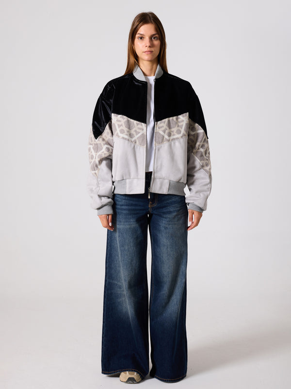 Bomber Black & Light Grey Vintage Jacket L
