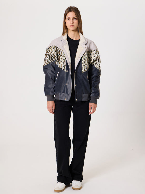 Inca Grey & Navy Blue Vintage Jacket XXS