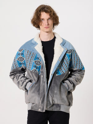 Inca Baby Blue & Grey Vintage Jacket XXL