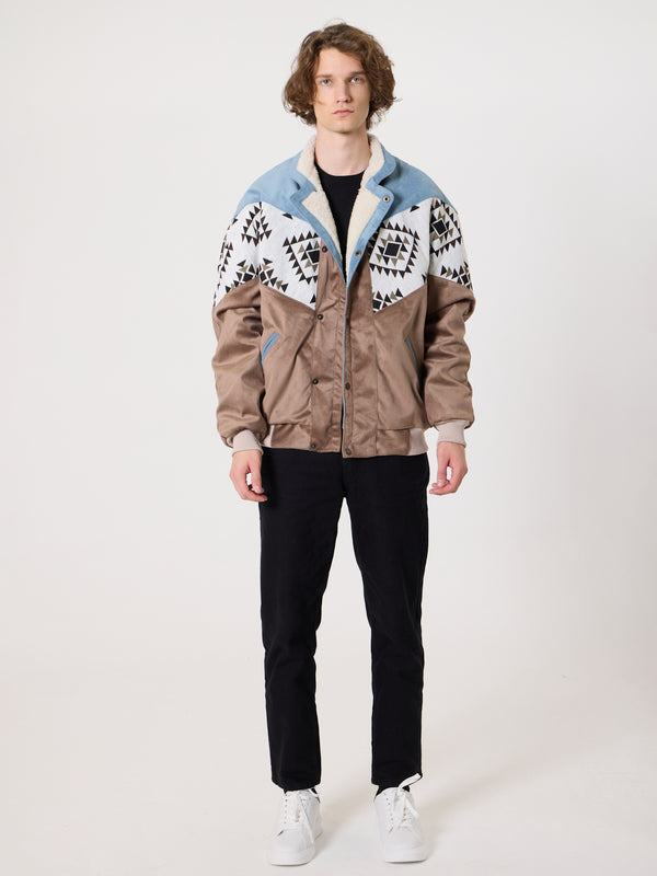Inca Baby Blue & Brown Vintage Jacket XXL