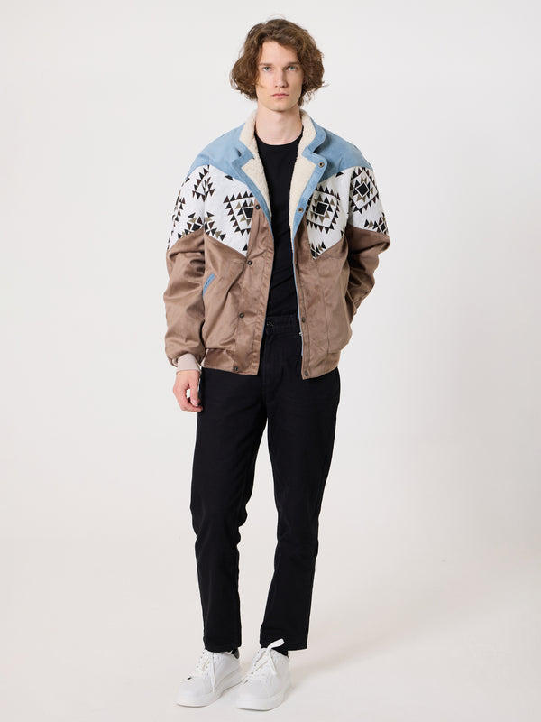 Inca Baby Blue & Brown Vintage Jacket XXL