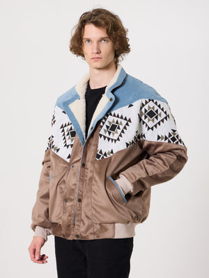 Inca Baby Blue & Brown Vintage Jacket XXL