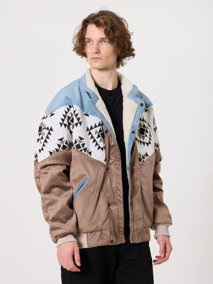 Inca Baby Blue & Brown Vintage Jacket XXL