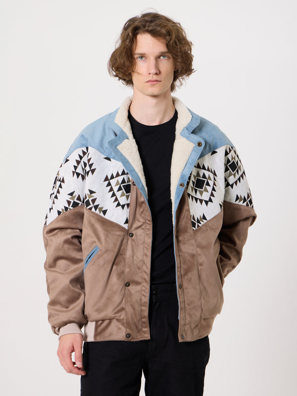 Inca Baby Blue & Brown Vintage Jacket XXL