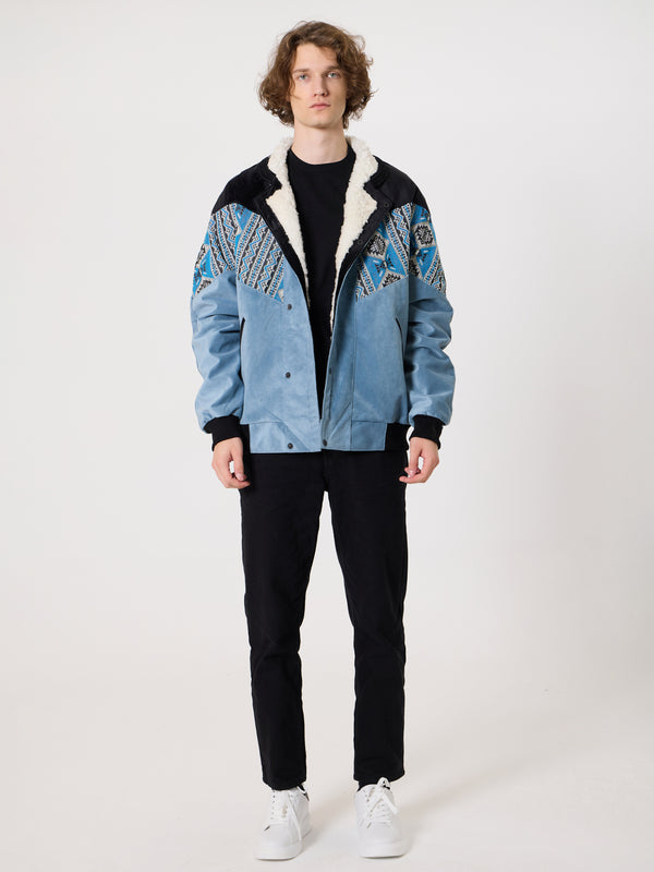 Inca Black & Baby Blue Vintage Jacket XXXL