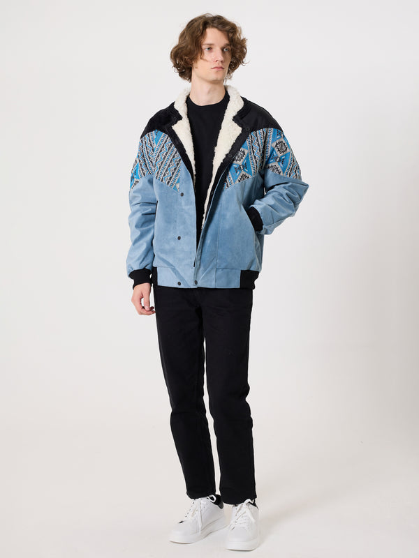 Inca Black & Baby Blue Vintage Jacket XXXL