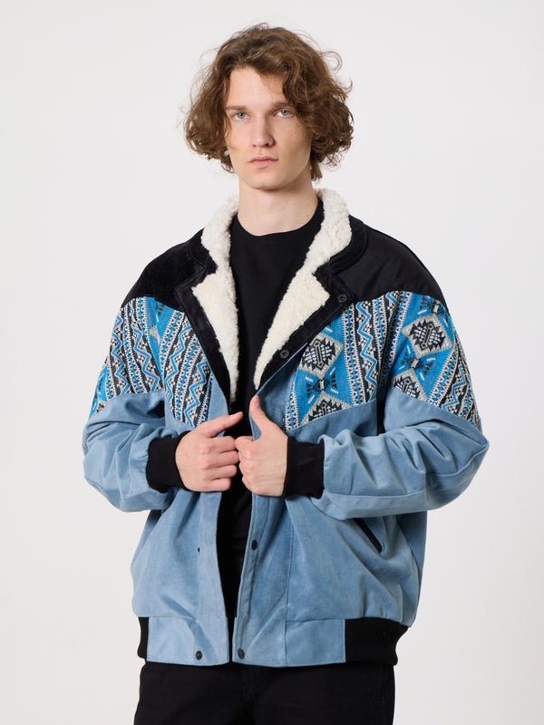 Inca Black & Baby Blue Vintage Jacket XXXL