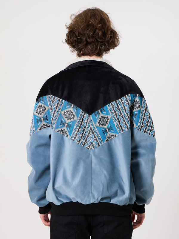 Inca Black & Baby Blue Vintage Jacket XXXL