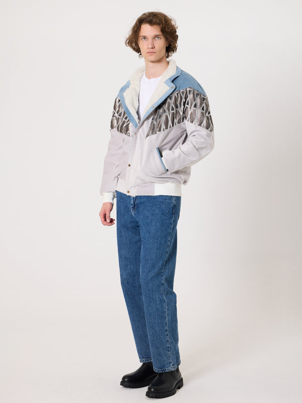 Inca Baby Blue & White Vintage Jacket XL
