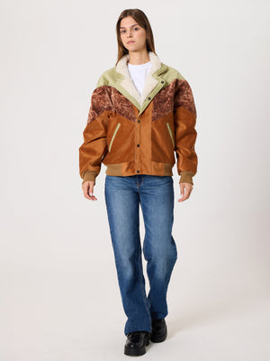 Inca Light Green & Camel Vintage Jacket M