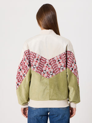 Bomber White & Light Green Vintage Jacket XS