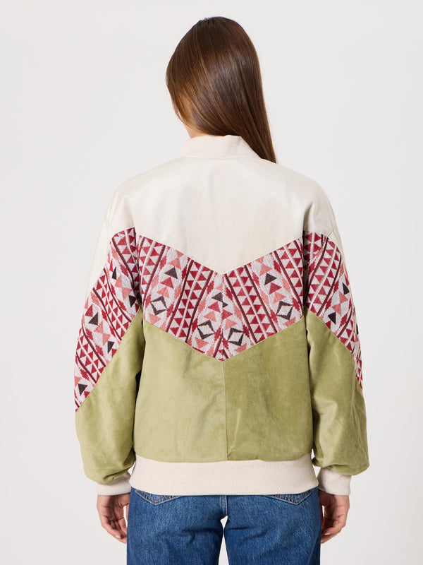 Bomber White & Light Green Vintage Jacket XS