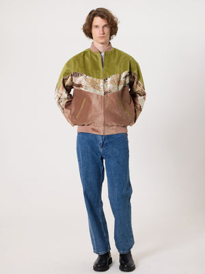 Bomber Oil Green & Peach Vintage Jacket XL