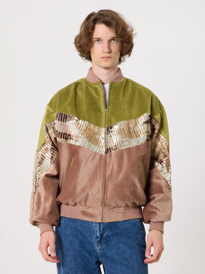 Bomber Oil Green & Peach Vintage Jacket XL