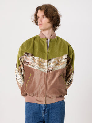 Bomber Oil Green & Peach Vintage Jacket XL