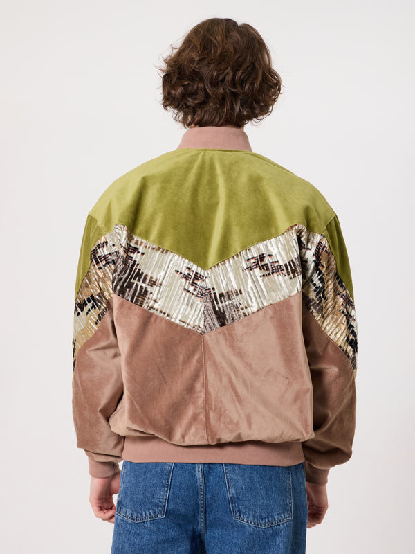 Bomber Oil Green & Peach Vintage Jacket XL