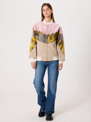 Bomber Soft Pink & Cream Vintage Jacket XXS