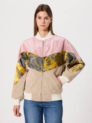 Bomber Soft Pink & Cream Vintage Jacket XXS