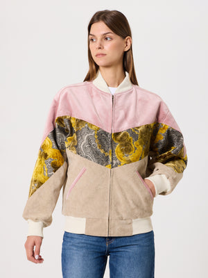 Bomber Soft Pink & Cream Vintage Jacket XXS
