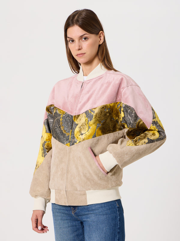 Bomber Soft Pink & Cream Vintage Jacket XXS