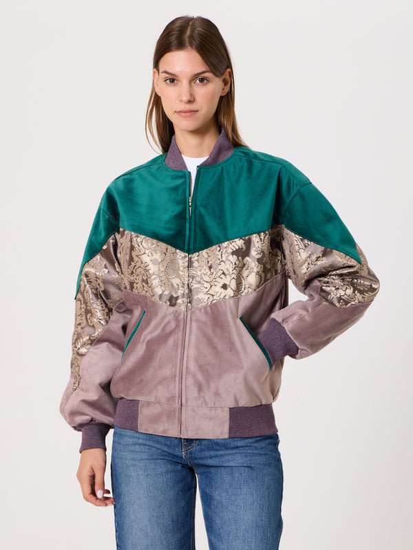Bomber Emerald & Pink Vintage Jacket XS