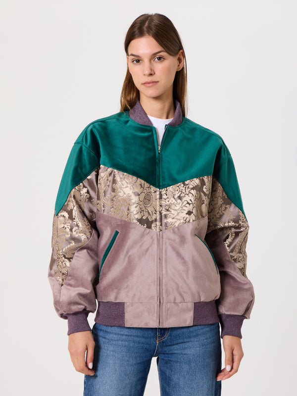 Bomber Emerald & Pink Vintage Jacket XS