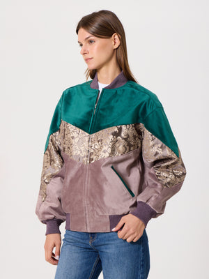 Bomber Emerald & Pink Vintage Jacket XS