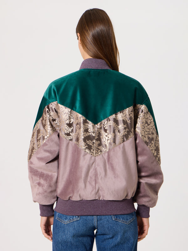 Bomber Emerald & Pink Vintage Jacket XS