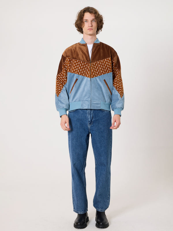 Bomber Brown & Baby Blue Vintage Jacket M
