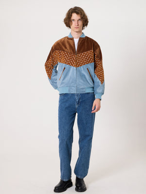 Bomber Brown & Baby Blue Vintage Jacket M