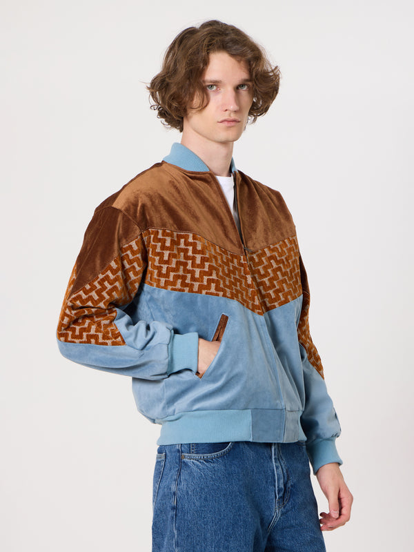 Bomber Brown & Baby Blue Vintage Jacket M