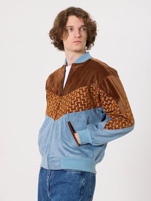 Bomber Brown & Baby Blue Vintage Jacket M