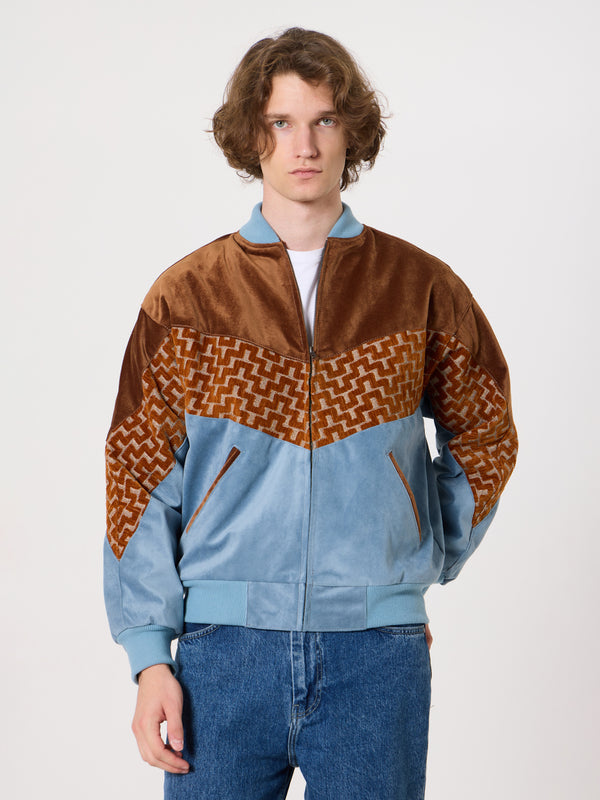 Bomber Brown & Baby Blue Vintage Jacket M