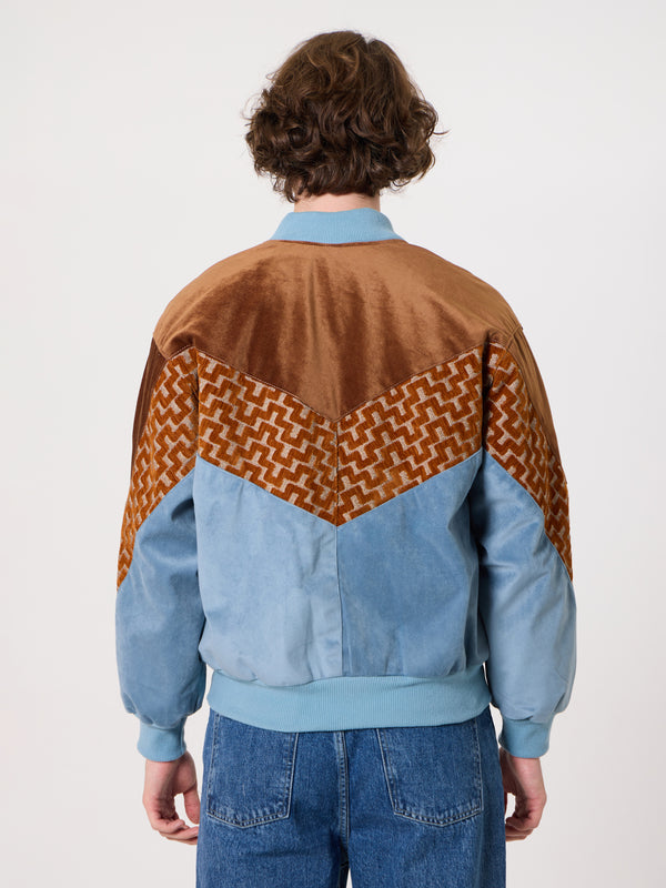 Bomber Brown & Baby Blue Vintage Jacket M