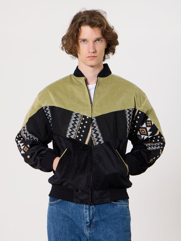 Bomber Light Green & Black Vintage Jacket M
