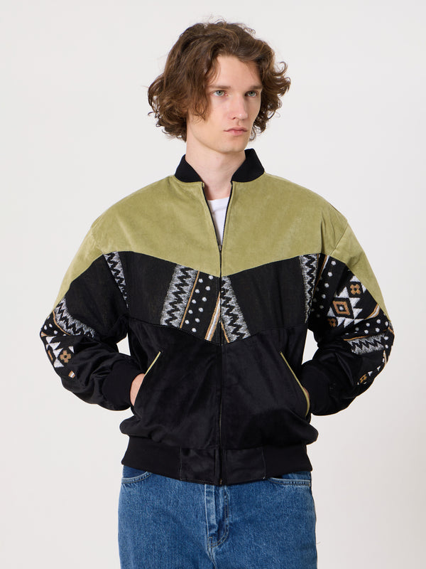 Bomber Light Green & Black Vintage Jacket M