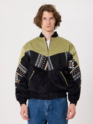 Bomber Light Green & Black Vintage Jacket M