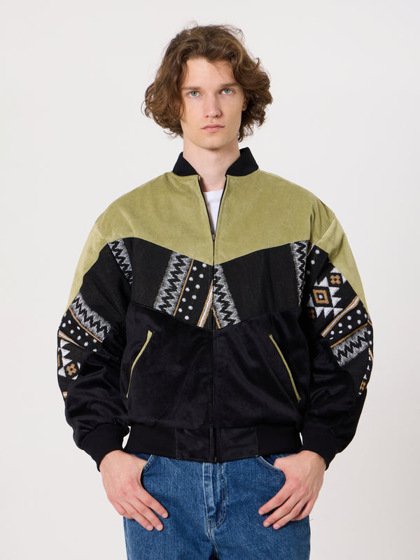 Bomber Light Green & Black Vintage Jacket M
