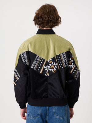Bomber Light Green & Black Vintage Jacket M
