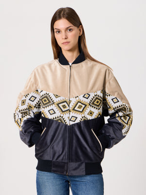 Bomber Cream & Black Vintage Jacket S
