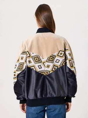 Bomber Cream & Black Vintage Jacket S