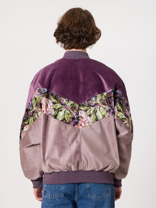 Bomber Burgundy & Pink Velvet Vintage Jacket XL